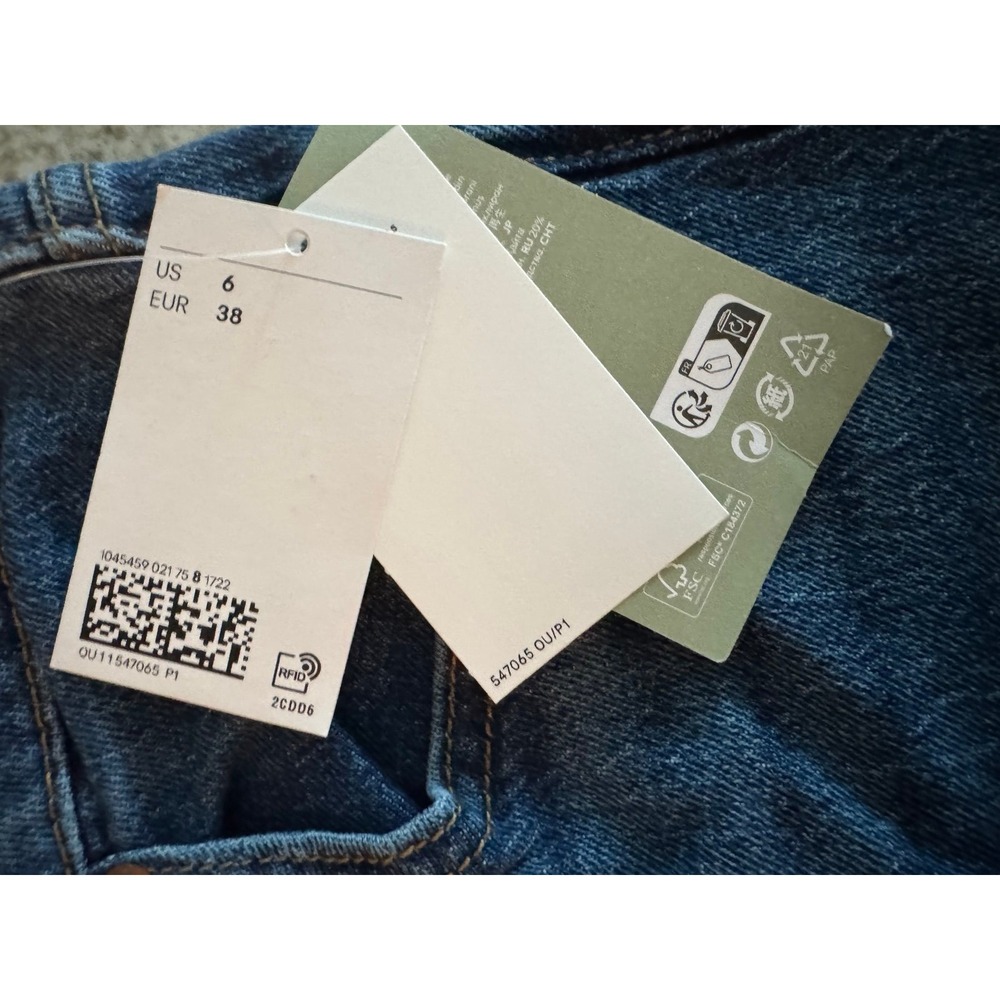 Y2K H&M Wide Leg Comfort Stretch High Waist Dark Wash  Denim Jeans NWT 26x30 - Picture 6 of 10